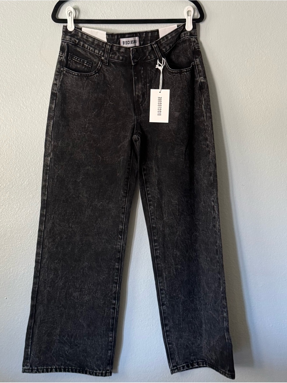 NWT Disclosure Low Rise Novelty Bow Black Acid Wash Wide Leg Jeans | Size 9